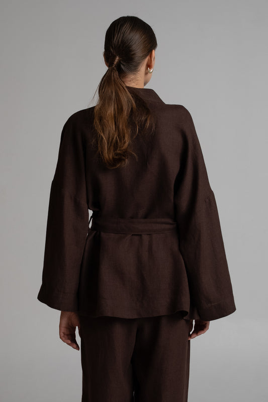 Short kimono in brown