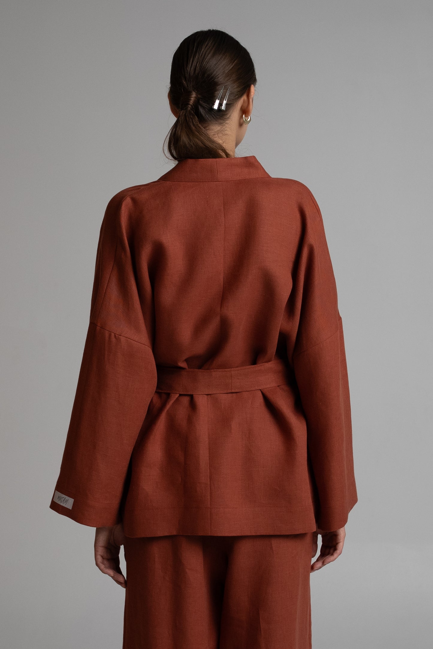 Short kimono in terracotta