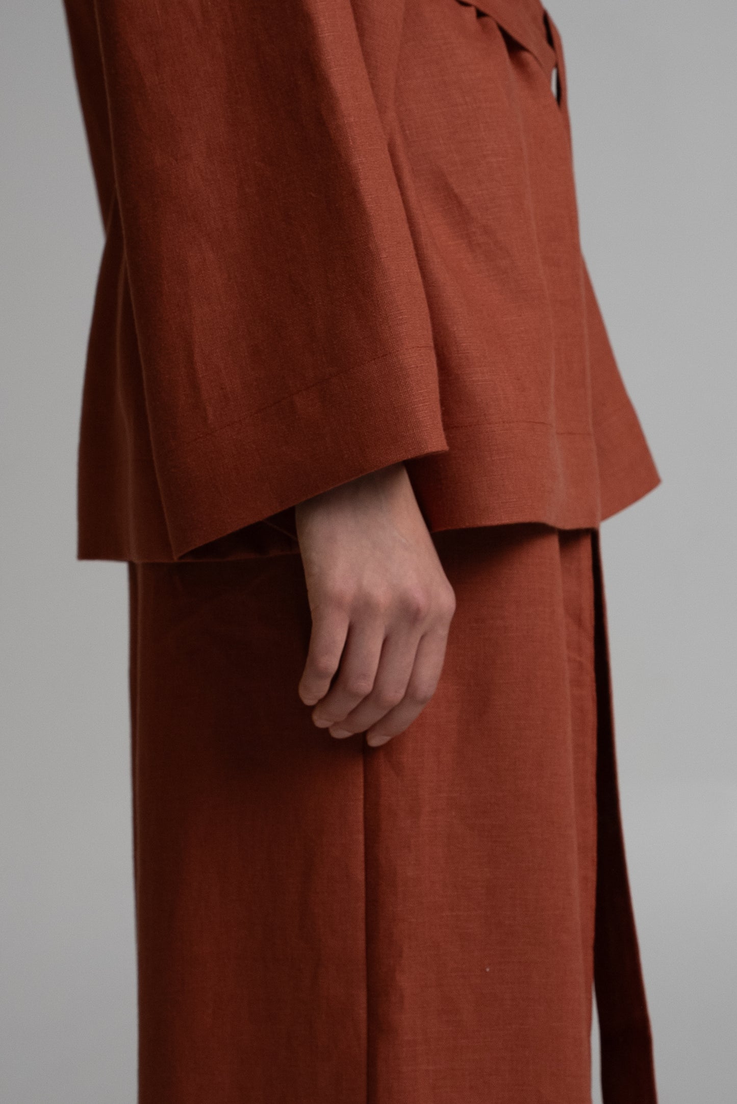 Short kimono in terracotta