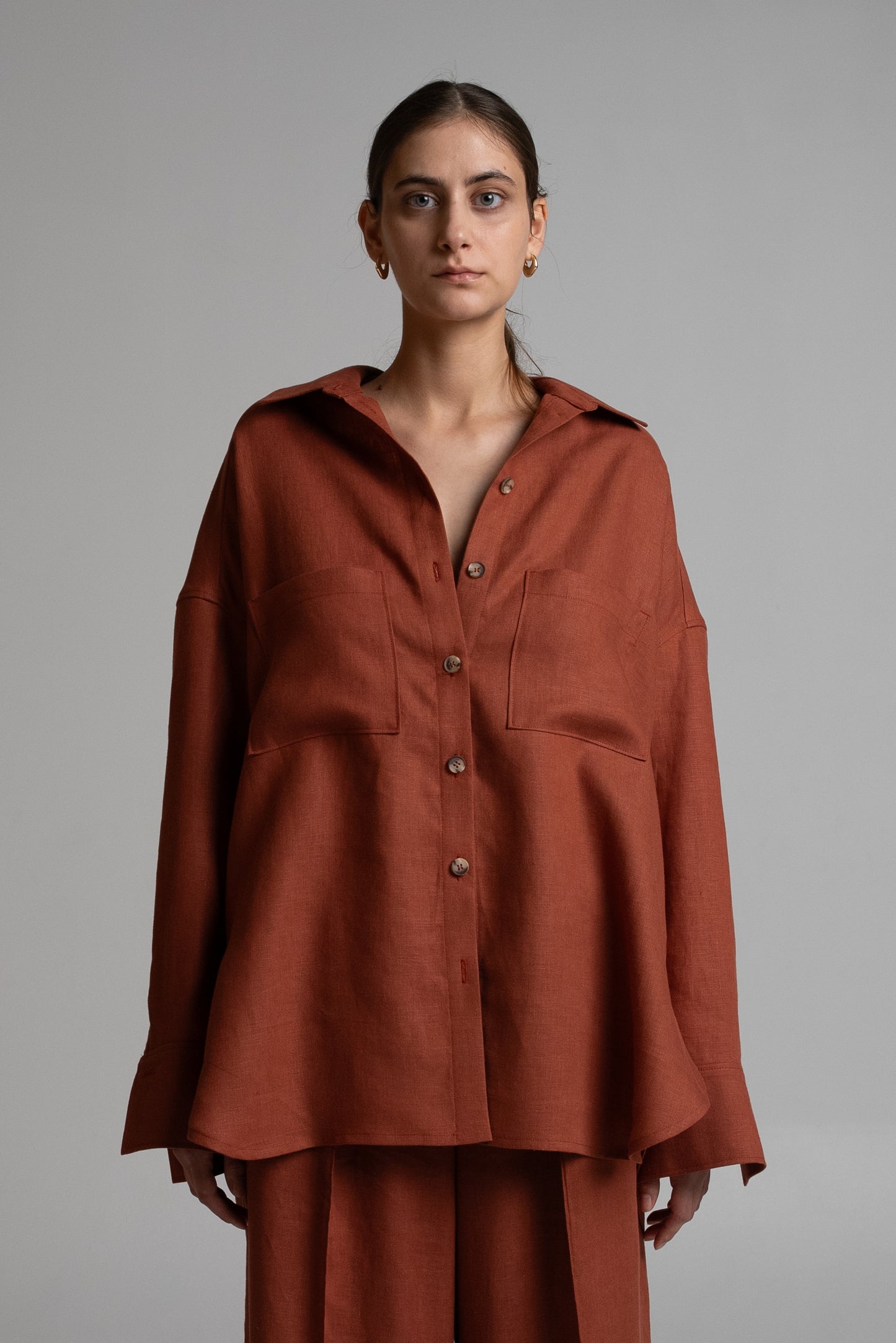 Shirt in terracotta