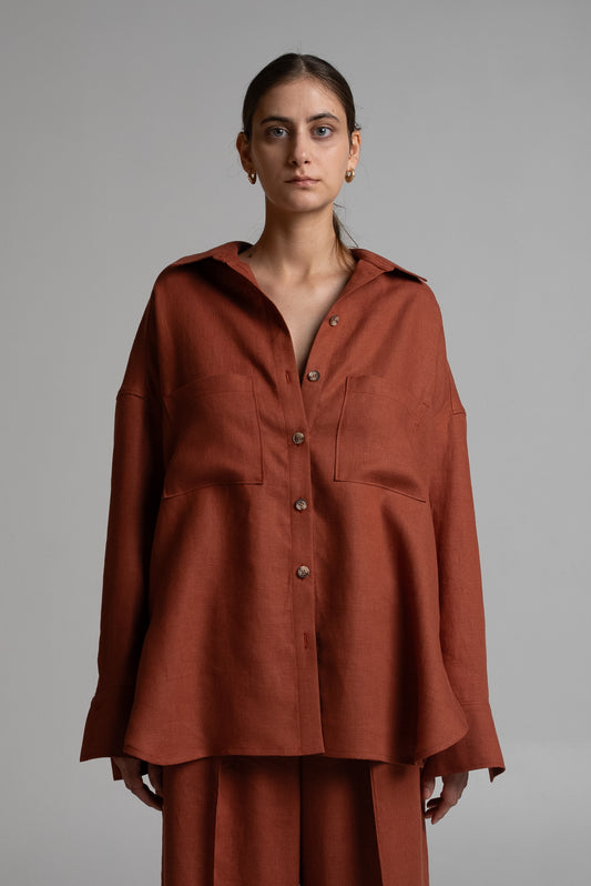 Shirt in terracotta