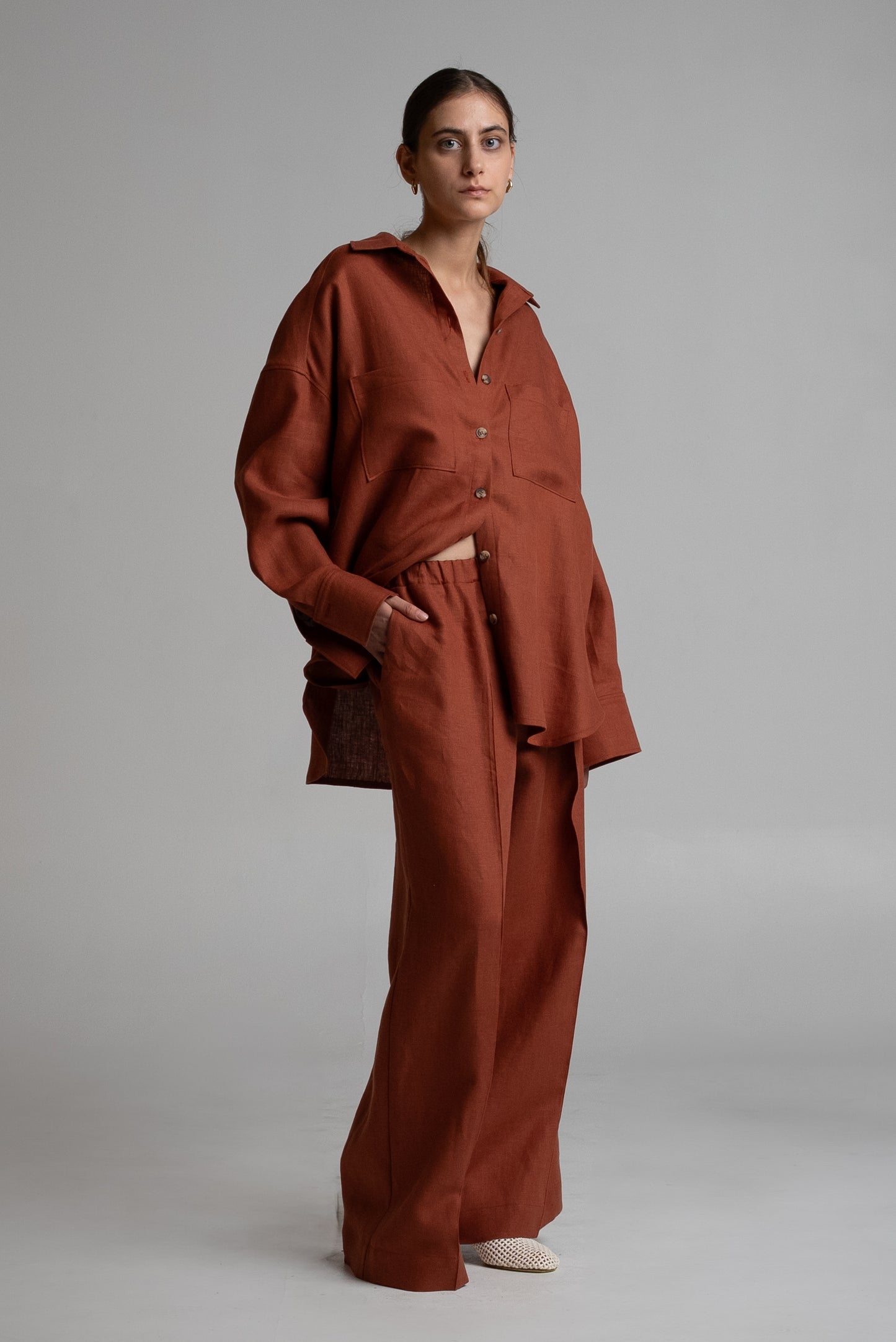 Shirt in terracotta