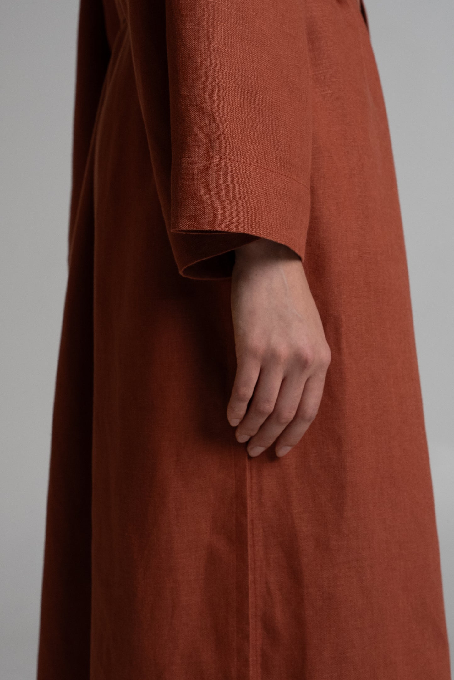 Long kimono in terracotta