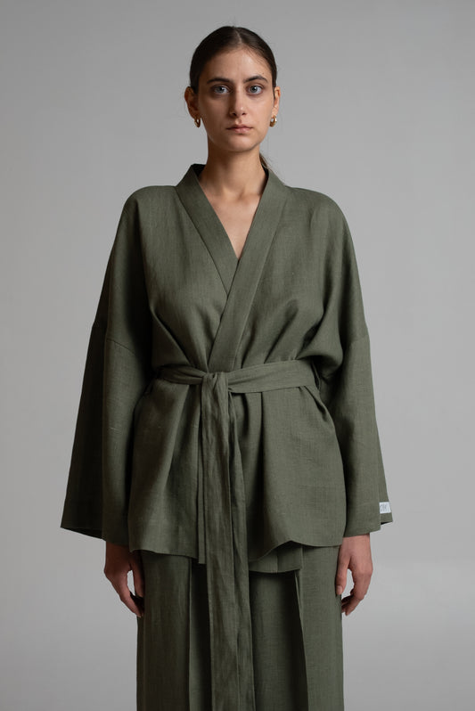 Short kimono in sage