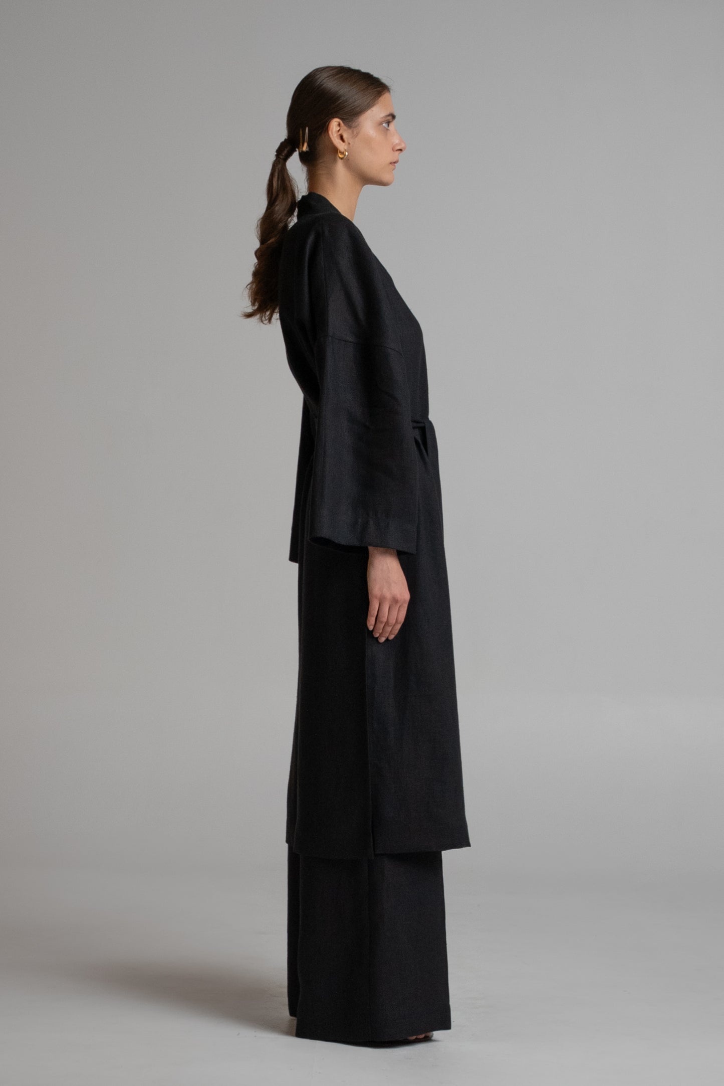 Long kimono in black