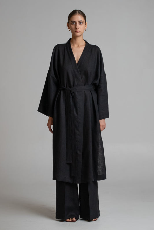 Long kimono in black